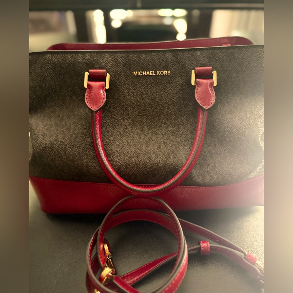 Michael Kors Red and Brown Satchel